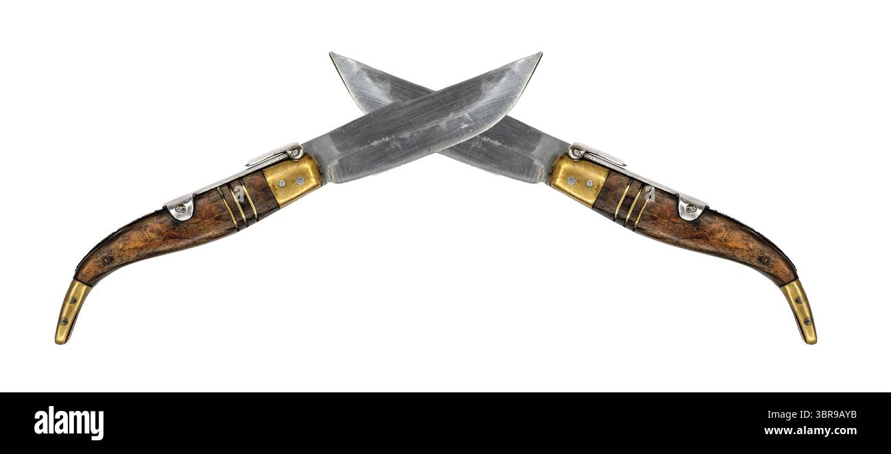 folding knife on white background Stock Photo