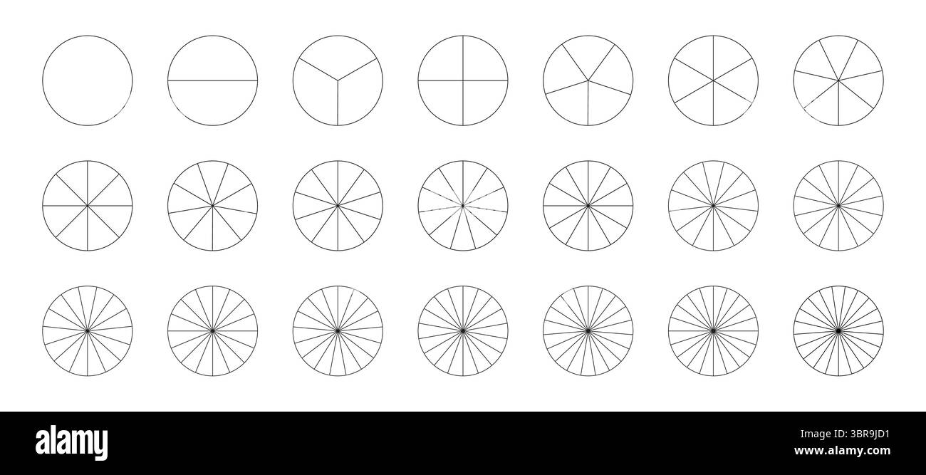 Pie chart template. Segmented charts. Sectors divide the circle on ...