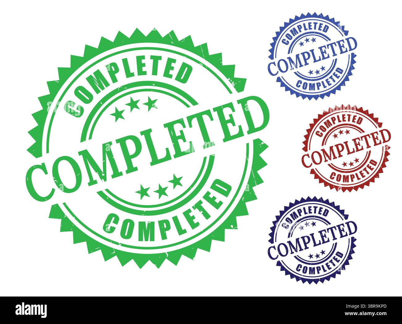 A Checked and Done Stamp Set, Grunge Rubber Completed Vector Labels ...