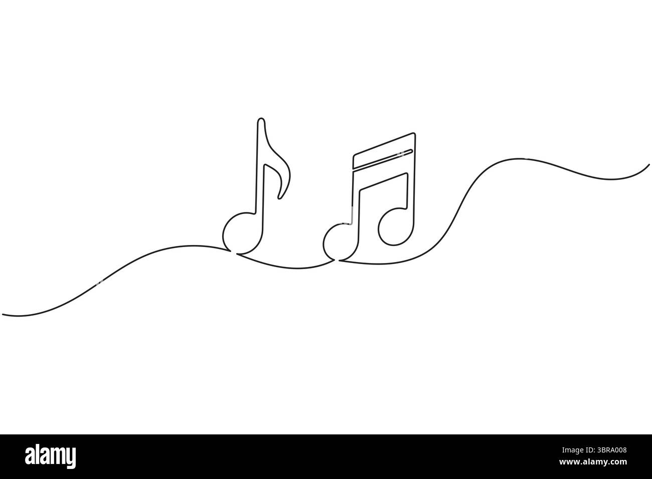 Two Slow Notes Drawing Music notes continuous one line drawing on white background minimalist ...