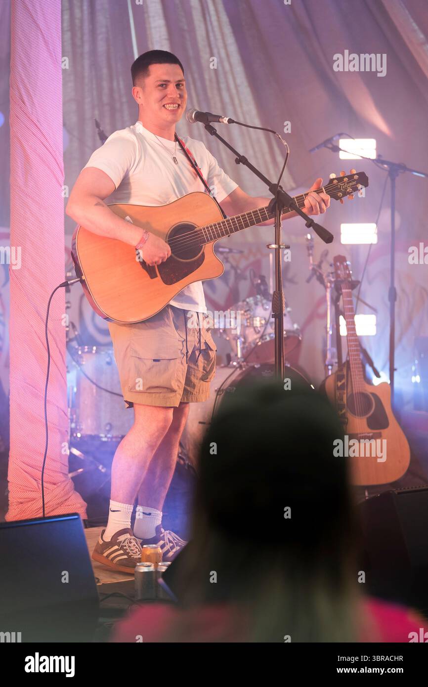 Aaron Rowe performs during the Glastonbury Festival in Worthy Farm ...