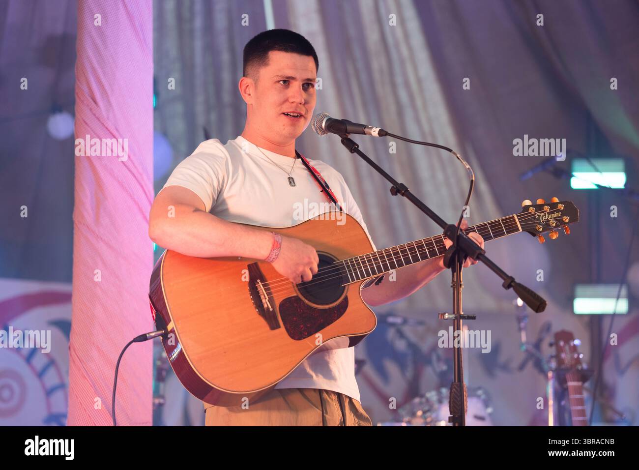 Aaron Rowe performs during the Glastonbury Festival in Worthy Farm ...
