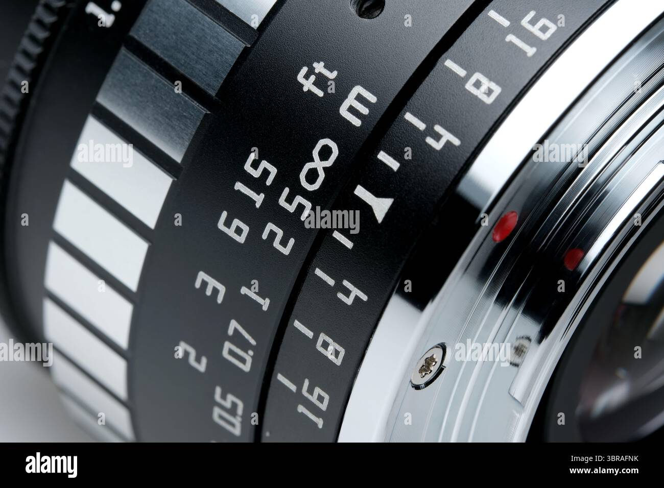 Close-up view reveals the precision of a vintage camera lens dial Stock ...