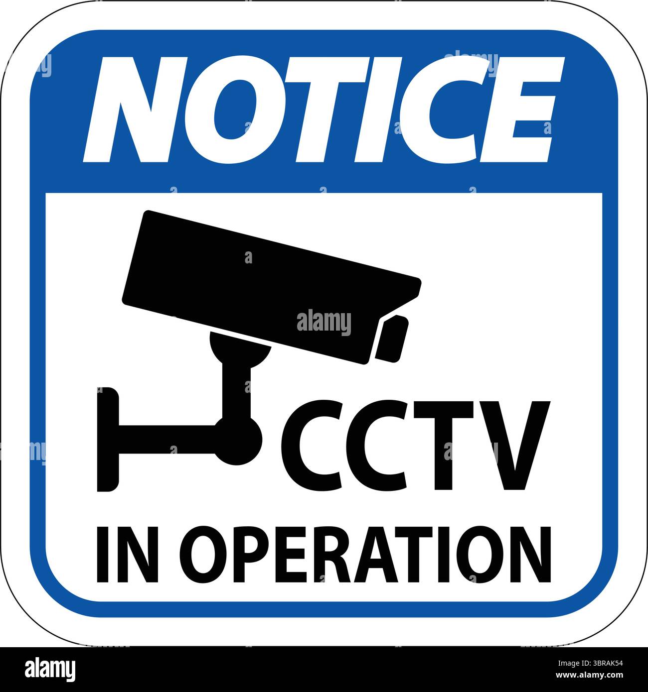 This image features a clear notice indicating that CCTV surveillance is in operation. It serves as a safety reminder for security awareness in various Stock Vector