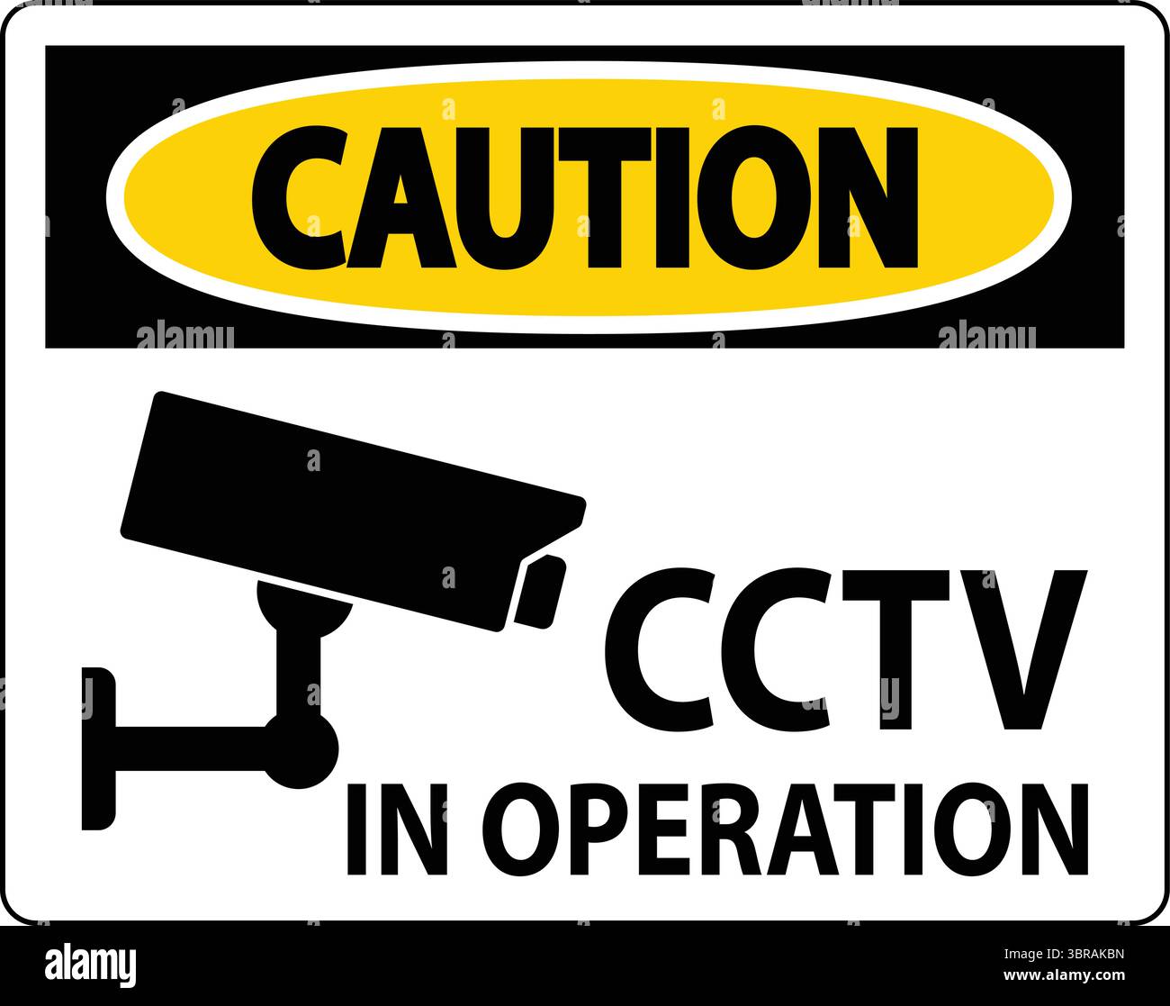 This image features a caution sign indicating CCTV in operation, emphasizing safety and surveillance in various environments for enhanced security awa Stock Vector