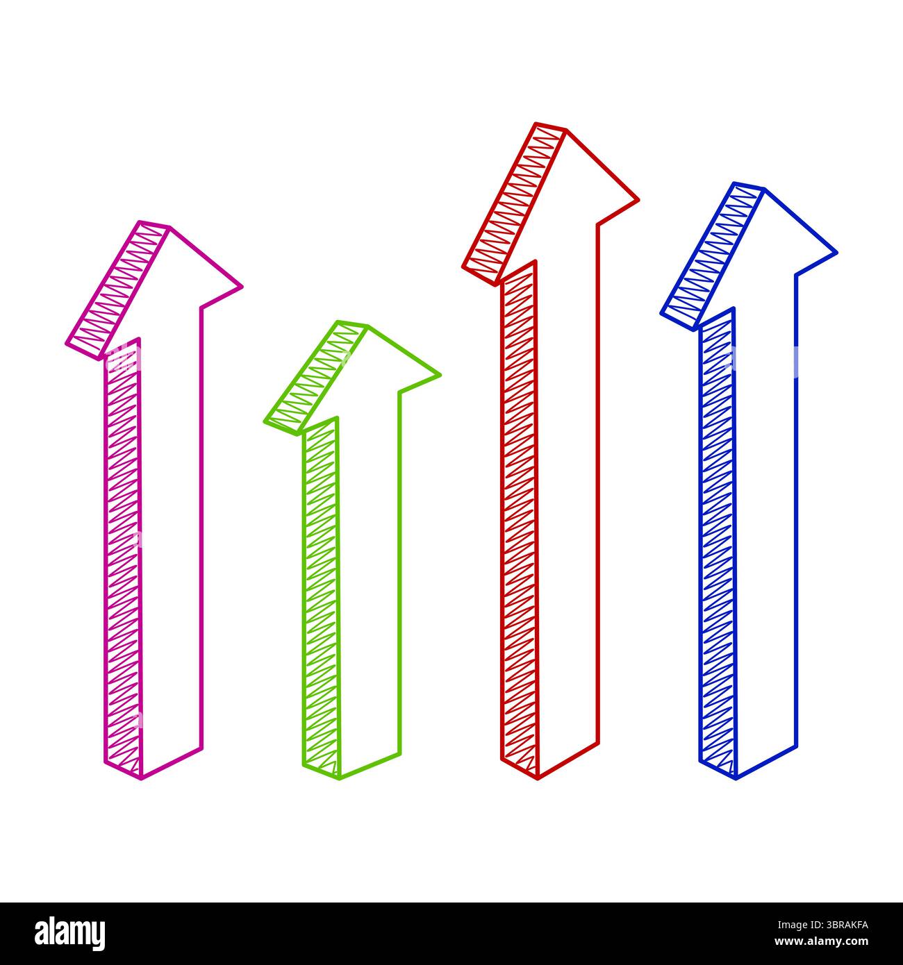 Colorful 3D Upward Arrows Illustration. A dynamic arrangement of four ...