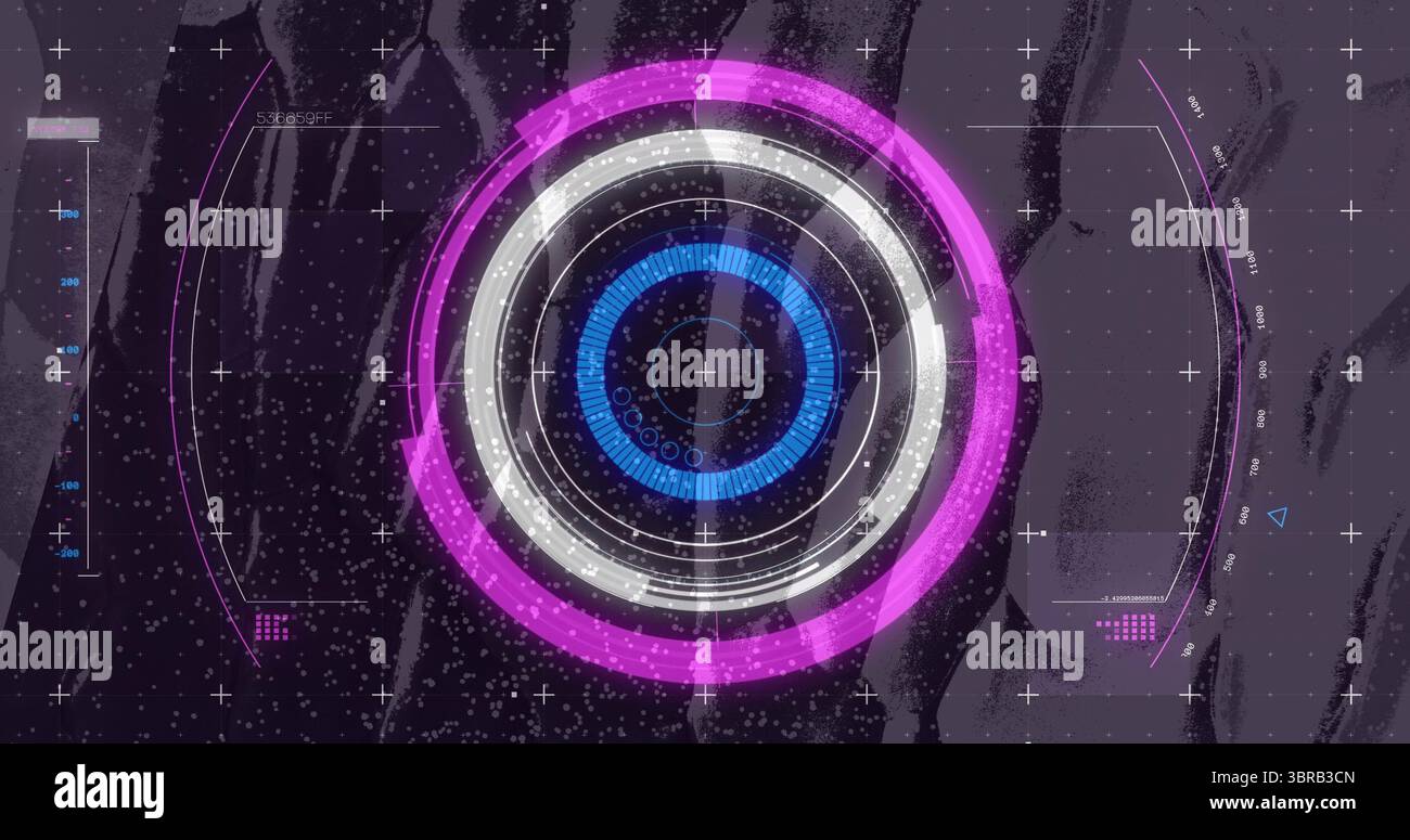 UI displaying concentric tri-color rings on dark screen, with reticle ...