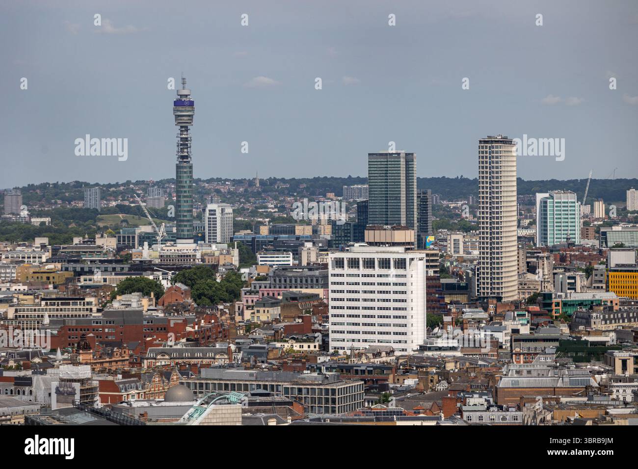 view towards the BT Tower in from the London Eye, 2025 - Stock Image
