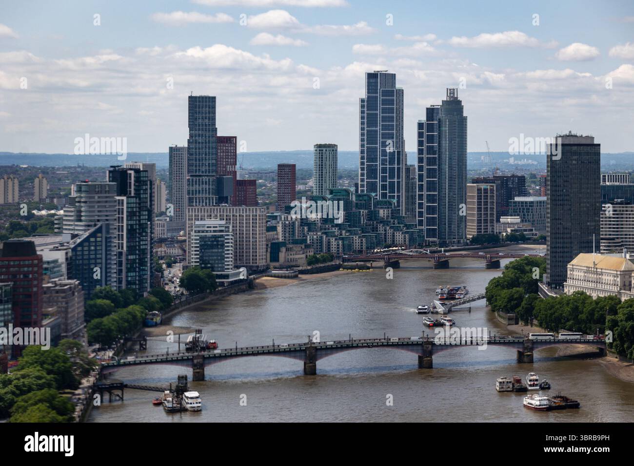 Looking over Westminster bridge from the London Eye, 2025 - Stock Image