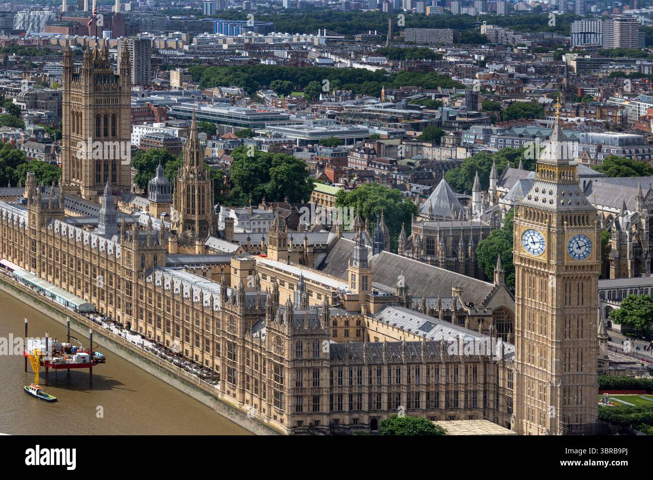 View over the houses of parliament from the London Eye, 2025 - Stock Image