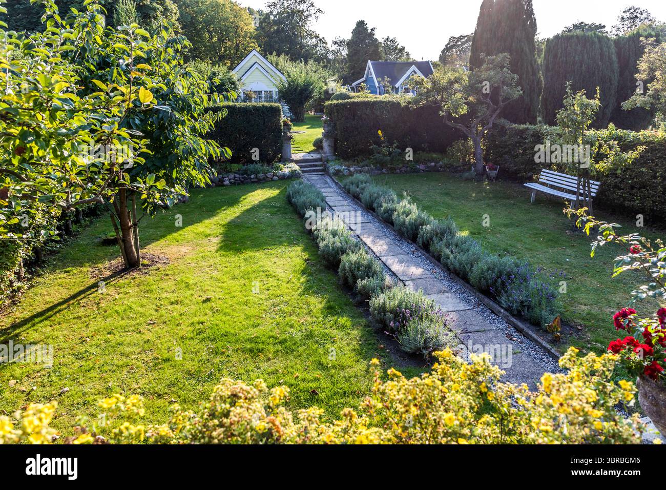 The allotment garden settlement called Rothoffska Koloni in the former Zidadelle of Landskrona. Citadellvägen, Landskrona, Skåne län, Sweden Stock Photo