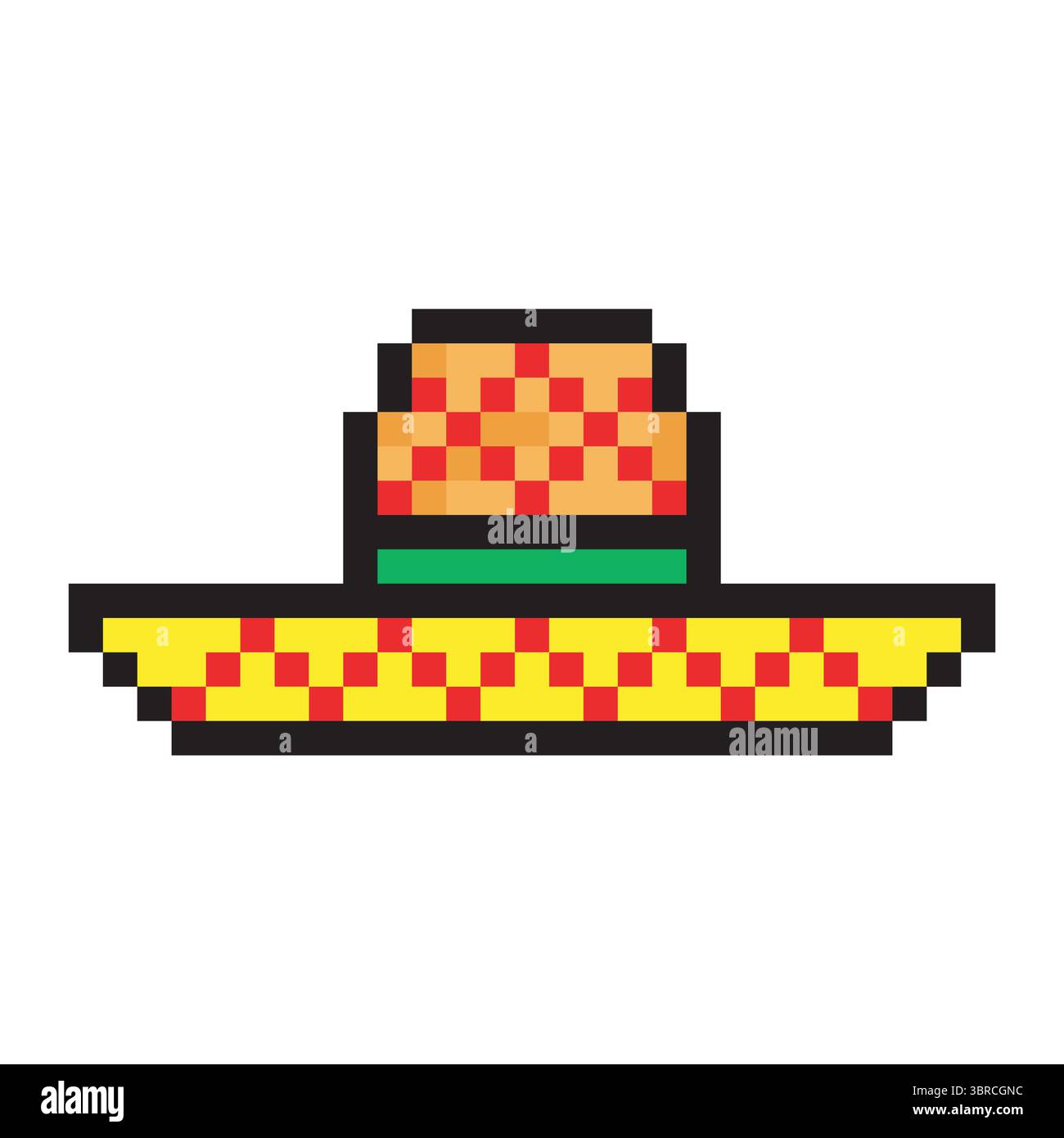Sombrero mexico hat in pixel art Stock Vector