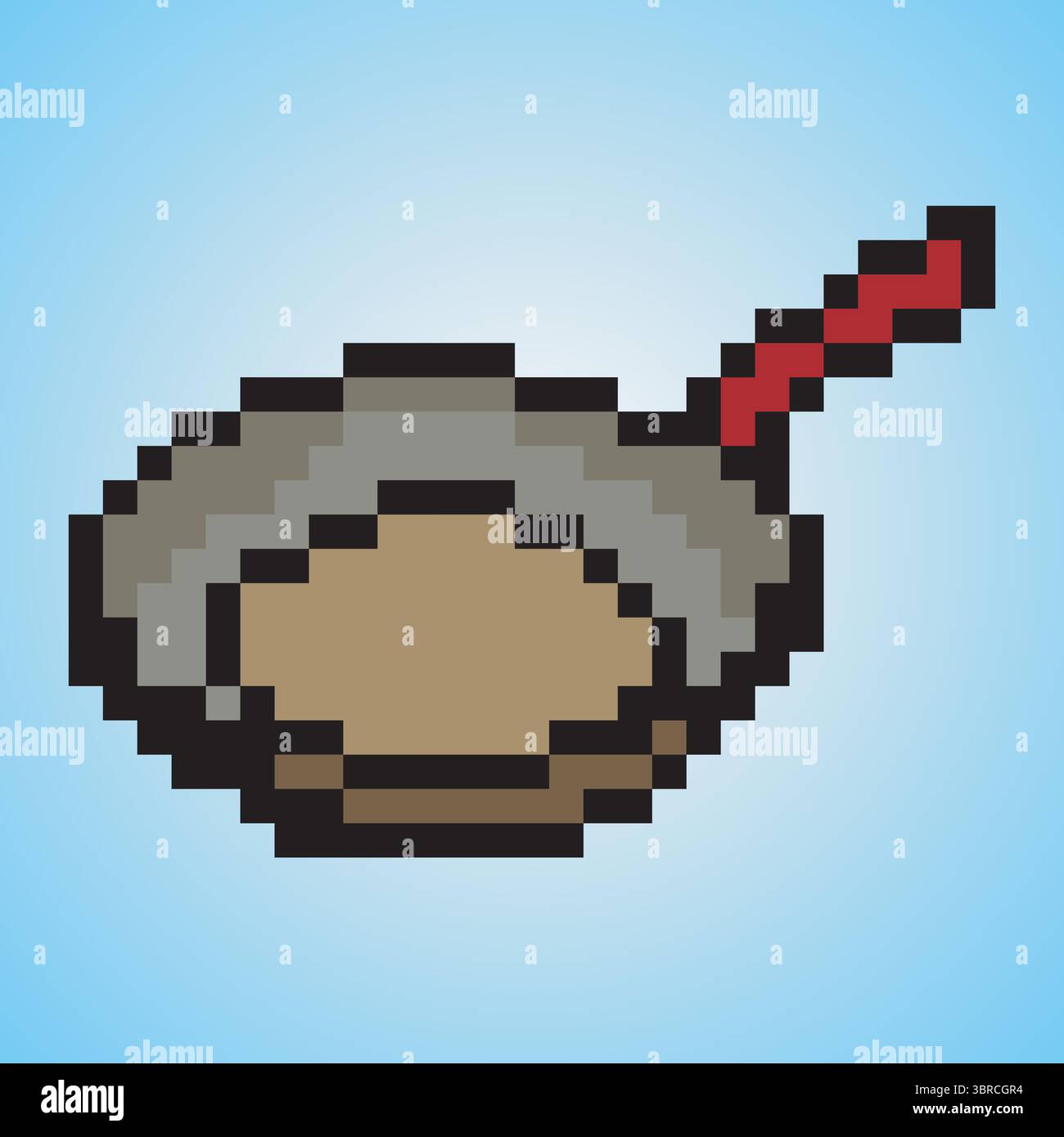Fraying pan with pixel art style Stock Vector