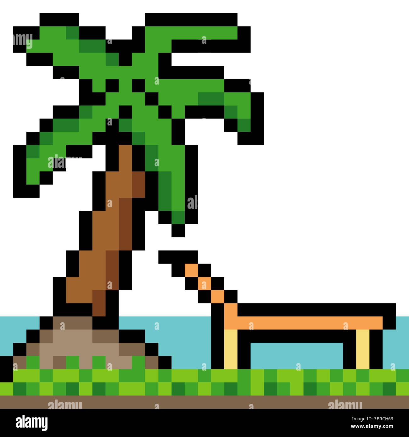 Beach vacation in pixel art style Stock Vector