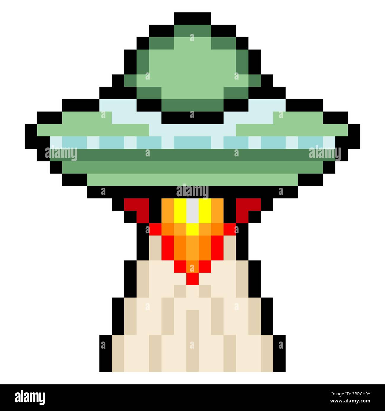 Ufo flying saucer with pixel art isolated on white background Stock ...