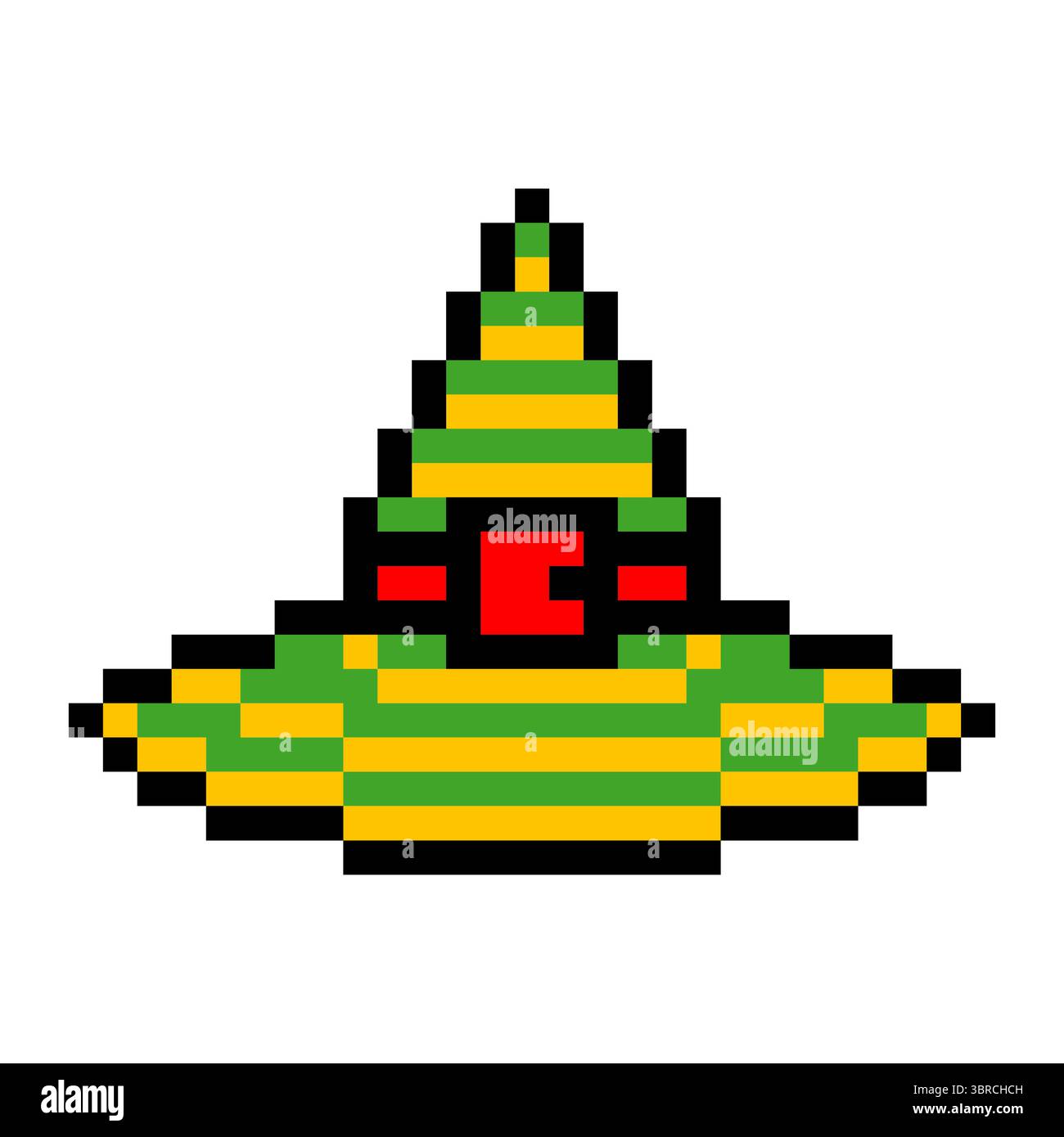 Witch hat in pixel art style Stock Vector
