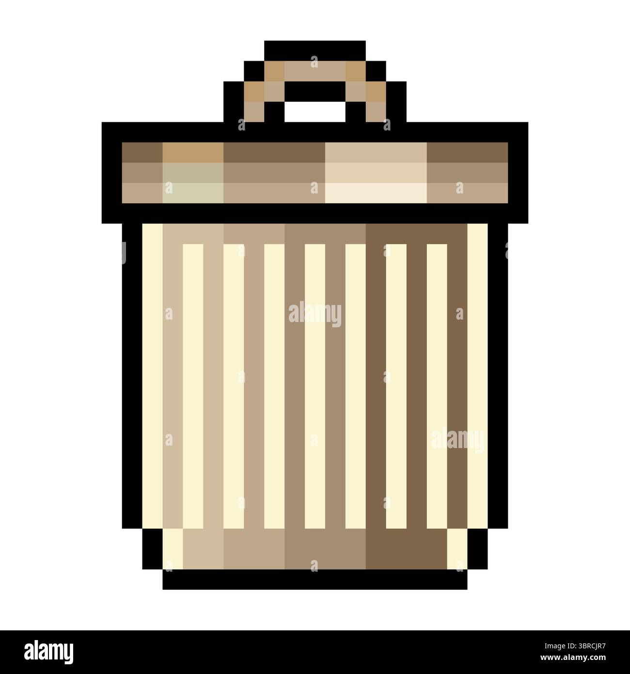 Trash can with pixel art isolated on white background Stock Vector
