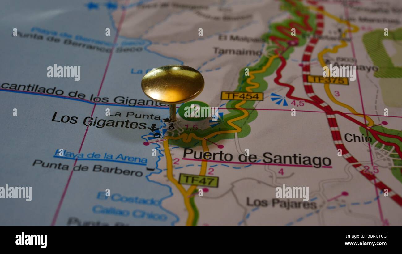 A Map Of Tenerife Showing Puerto De Santiago Los Gigantes Stock Photo a-map-of-tenerife-showing-puerto-de-santiago-los-gigantes-stock-photo