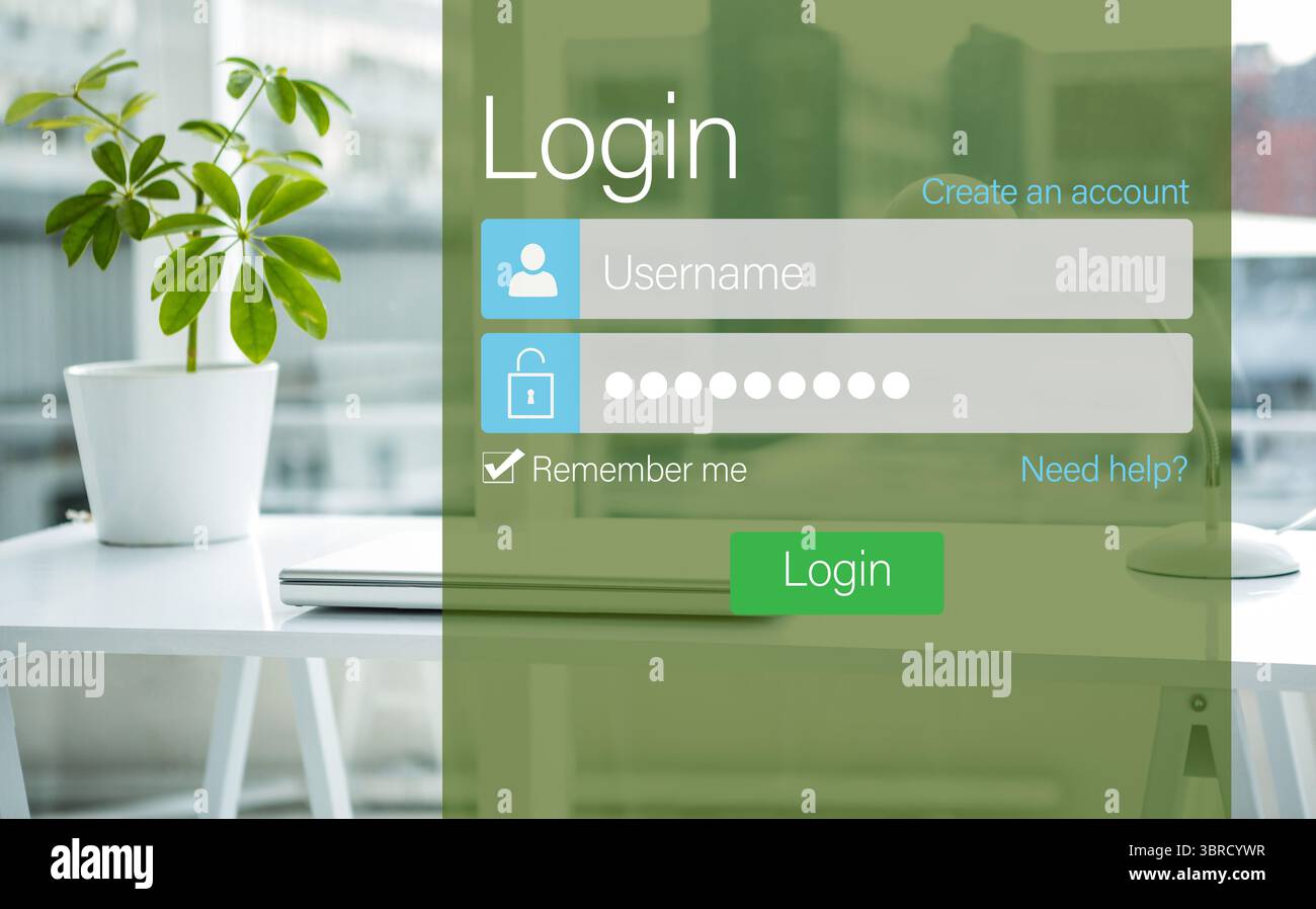 Log on screen of digital device Stock Photo