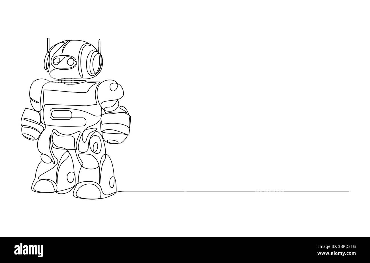 Line Art Robot Futuristic Android, Line drawing of a futuristic robot ...