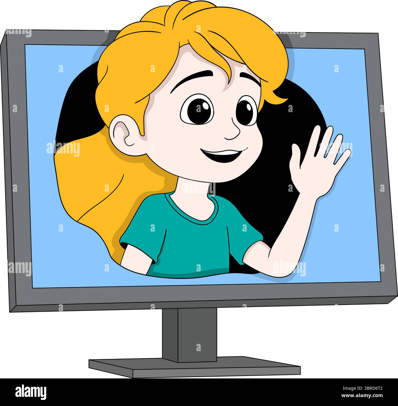Cartoon girl waving hi-res stock photography and images - Alamy