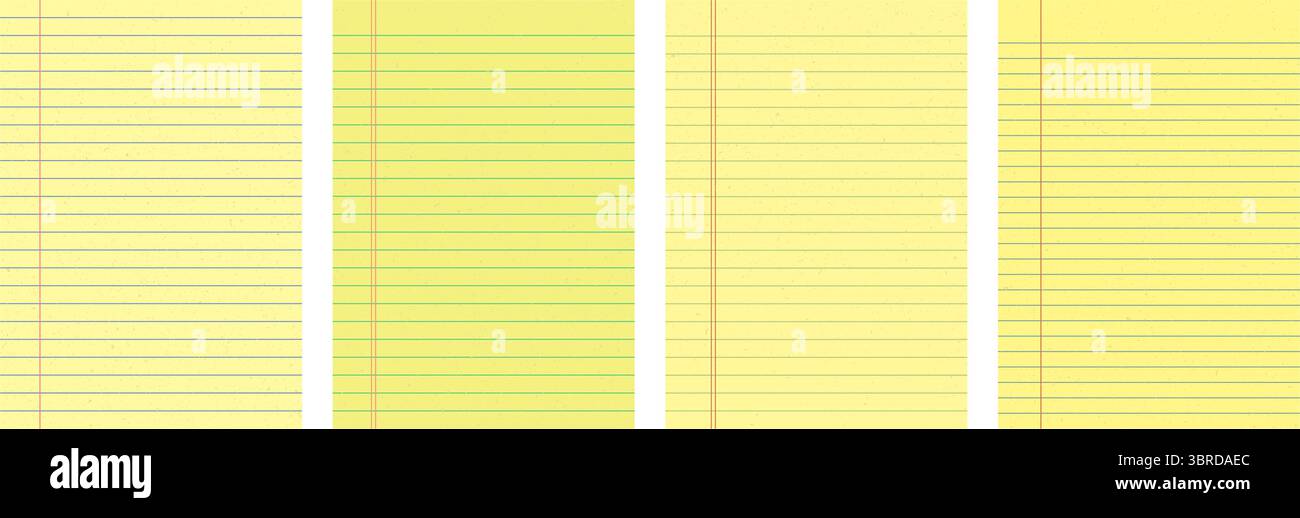 Yellow lined paper set for student and office notes. Template for memo ...