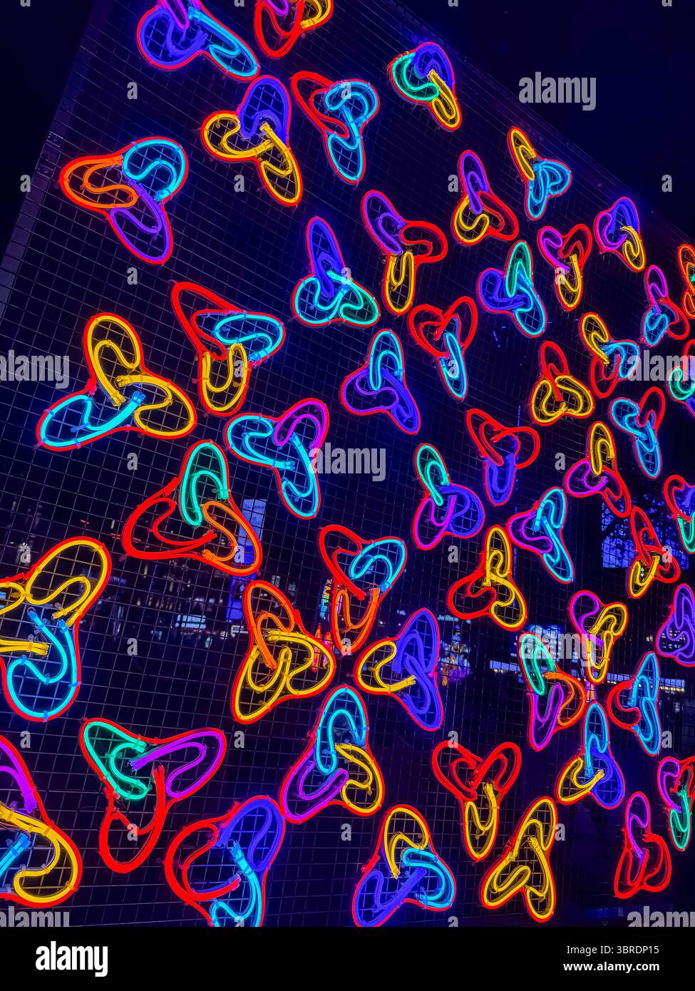 Art After Dark - There is no Darkness in the Garden of Light 2024.  Chila Kumari Singh Burman artwork in Leicester Square - Smartphone Captured Stock Image