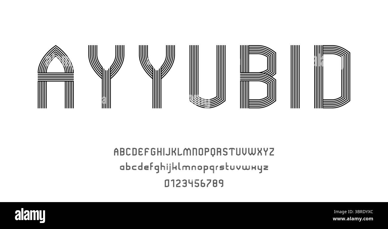 Set of alphabets font letters and numbers modern abstract design with ...