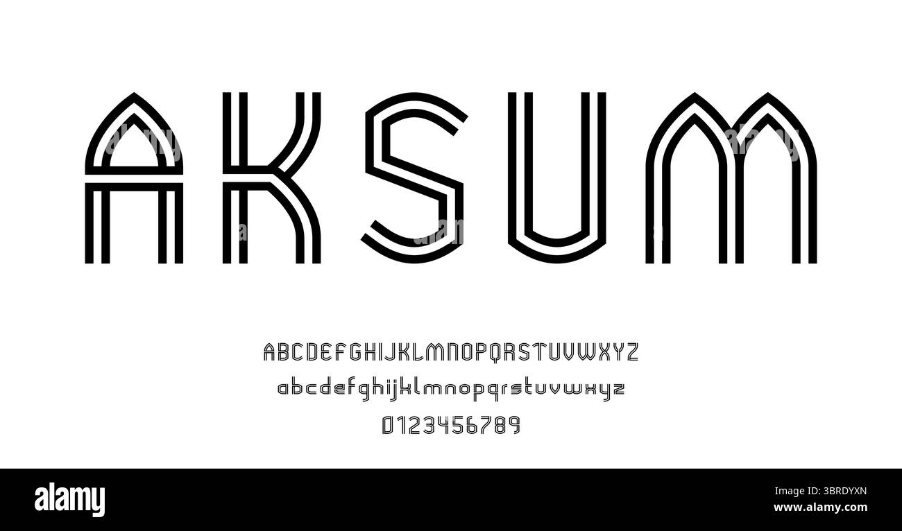Set of alphabets font letters and numbers modern abstract design with ...