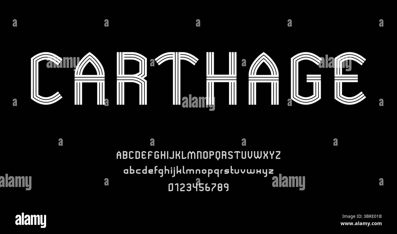 Set of alphabets font letters and numbers modern abstract design with ...