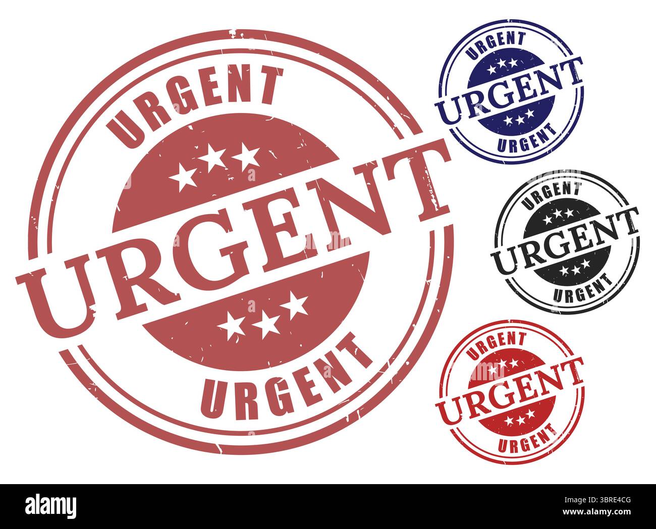 A Priority Message Stamp Set, Urgent Grunge Rubber Label Collection Stock Vector
