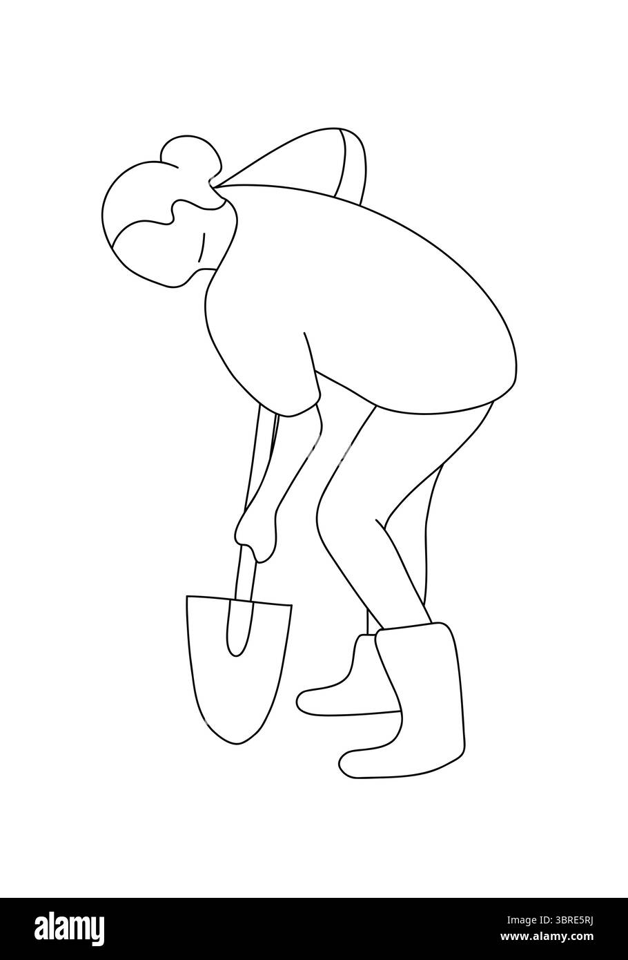 Vector illustration of a woman digging with a shovel in boots. Simple ...