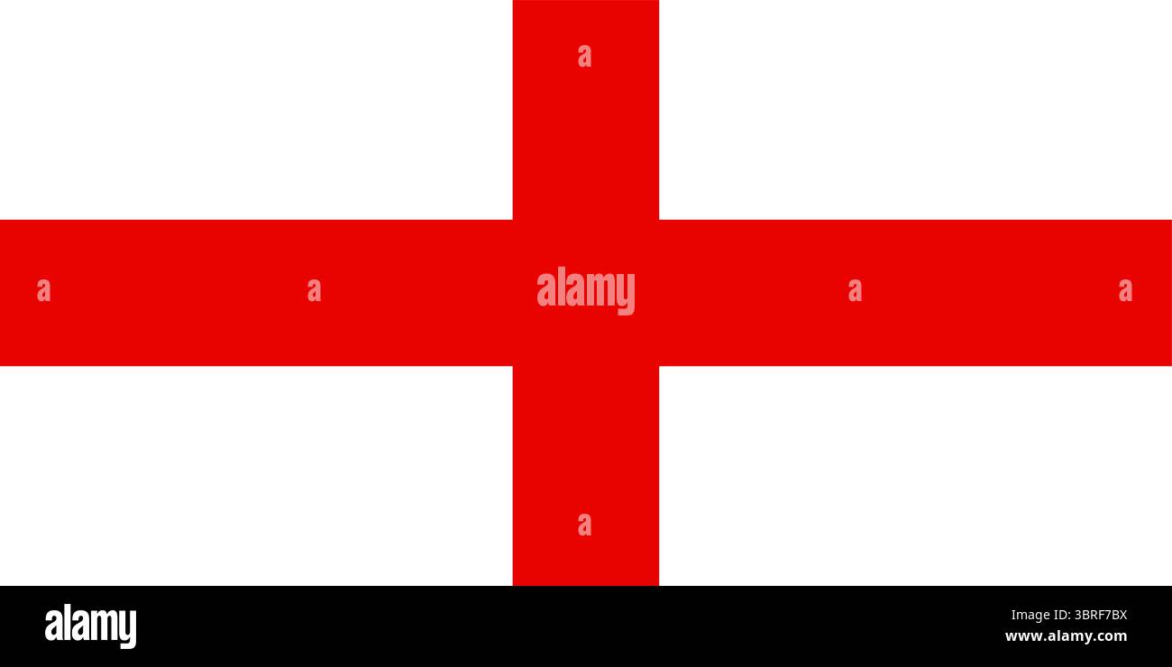 Flag of Sarawak (1841–1848) – St. George's Cross on white background, first Raj flag under James Brooke, historical vector illustration Stock Vector