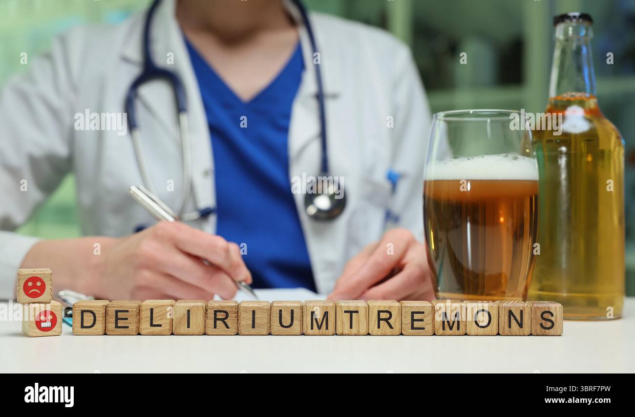 A Doctors Insight into Delirium Tremens and the Effects of Alcohol Consumption on Health Stock Photo