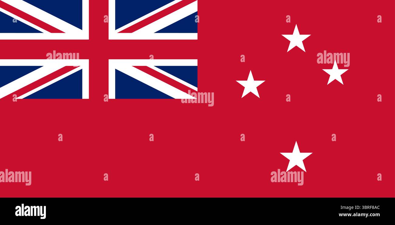 Civil Ensign of New Zealand – official red ensign for merchant and civilian vessels, with Union Jack and Southern Cross stars, adopted in 1903 Stock Vector