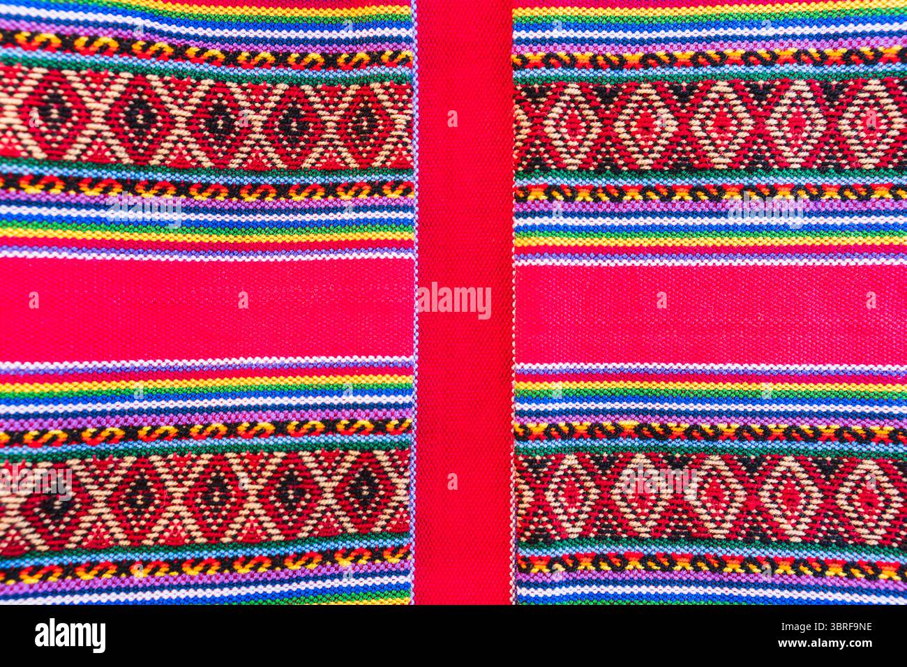 Inca Textile Rectangle Colorful hand-woven Inca textile background with ancient designs from ...
