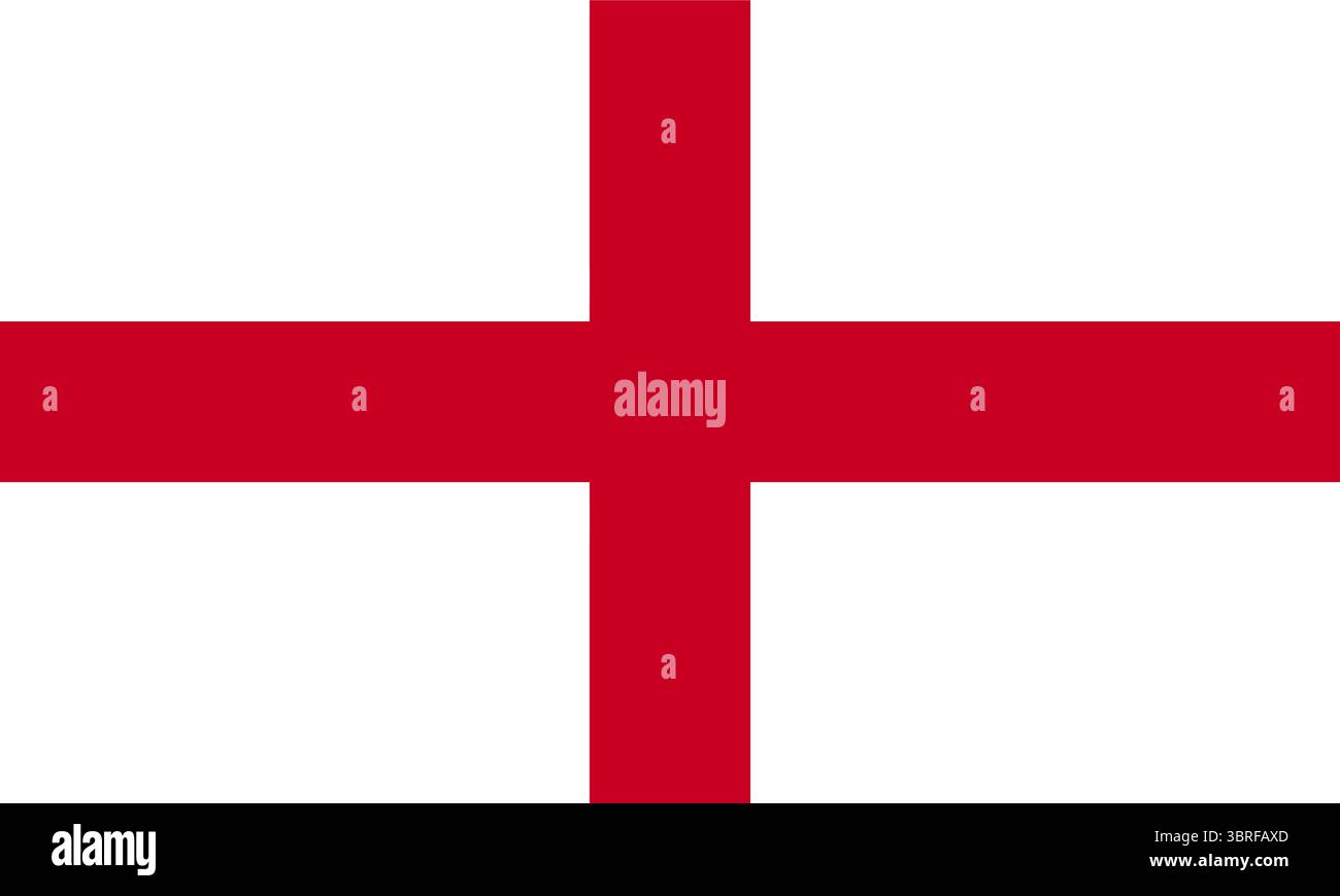 Flag of England – white field with red St. George’s Cross, official national flag of England, historic and cultural symbol, vector illustration Stock Vector