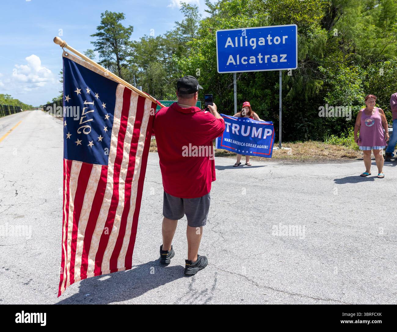 OCHOPEE, FLORIDA - JULY 12: Demonstrators protest the construction of a ...