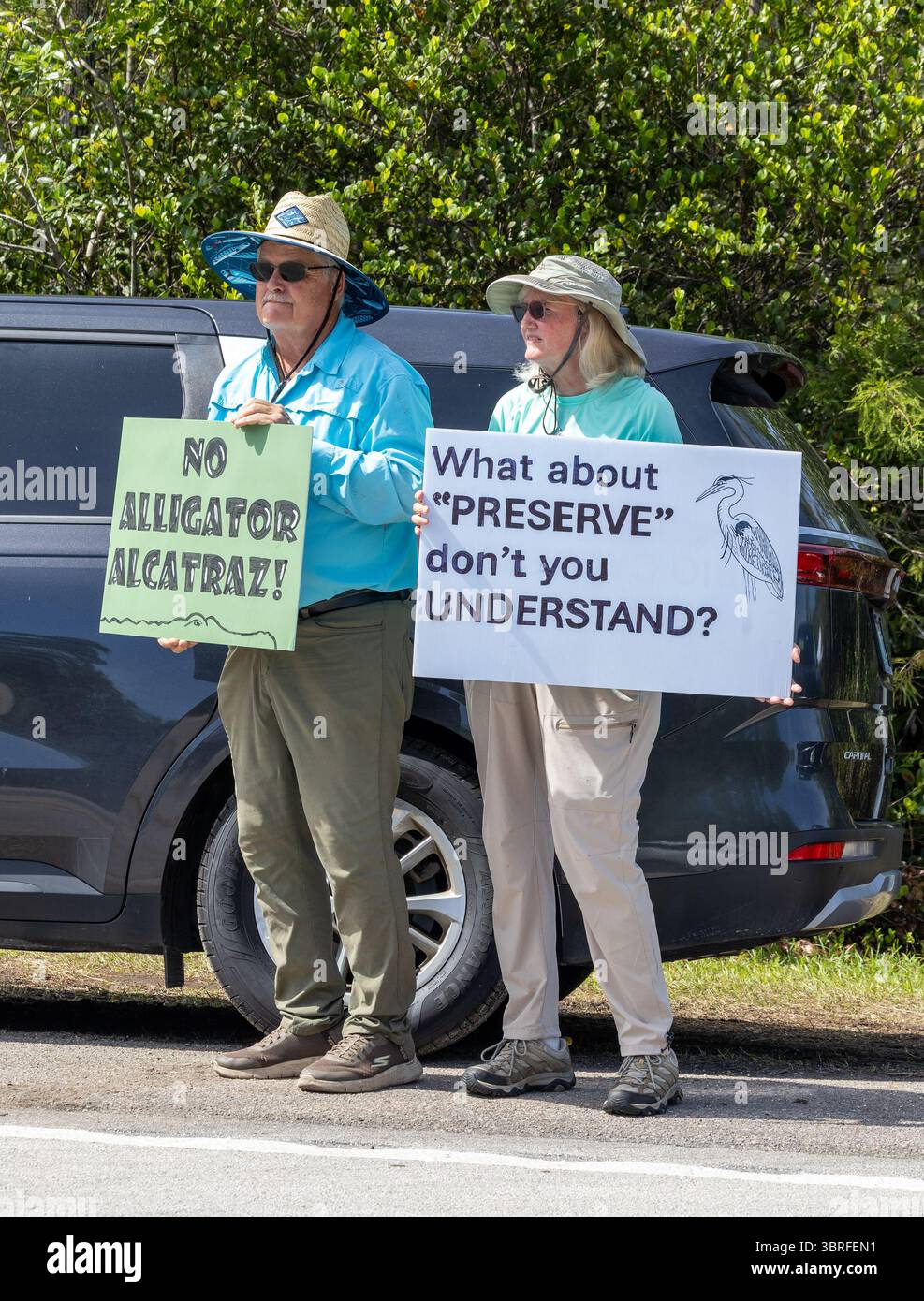 OCHOPEE, FLORIDA - JULY 12: Demonstrators protest the construction of a ...