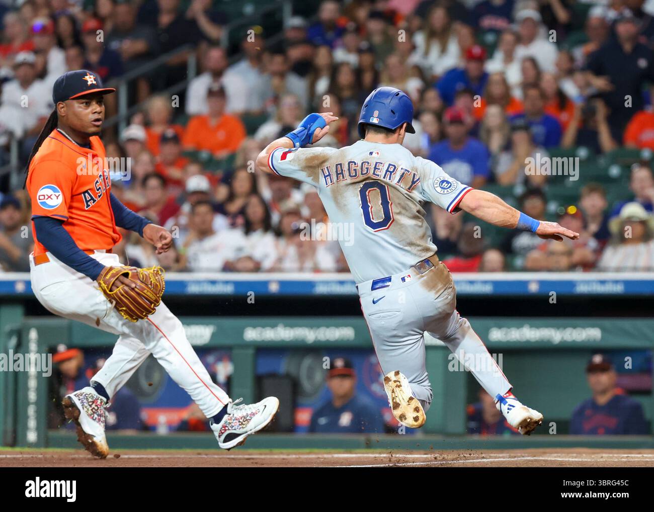HOUSTON, TX - JULY 12: Texas Rangers left fielder Sam Haggerty (0 ...