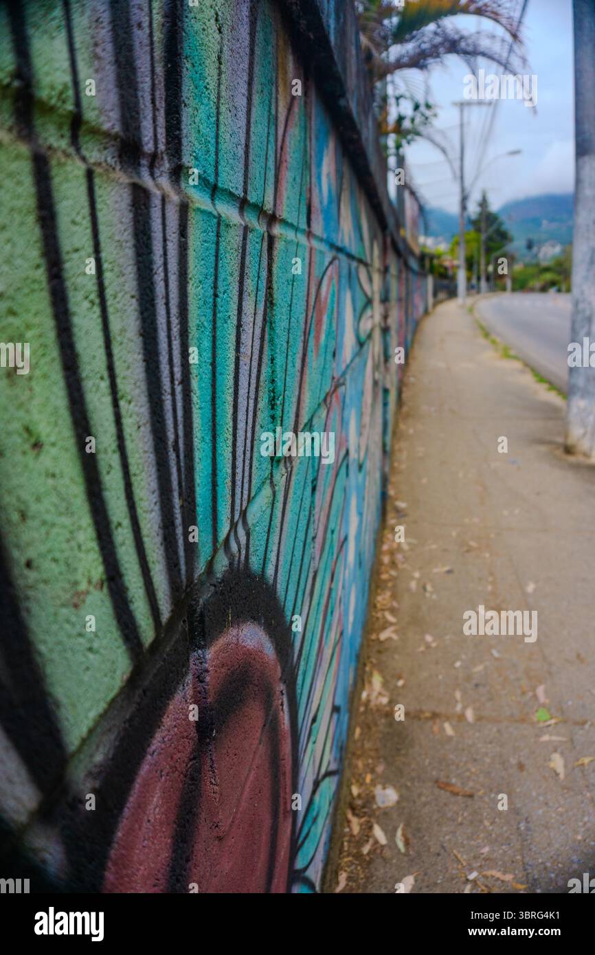 An impressive colorful graffiti mural on an urban wall, showcasing a ...