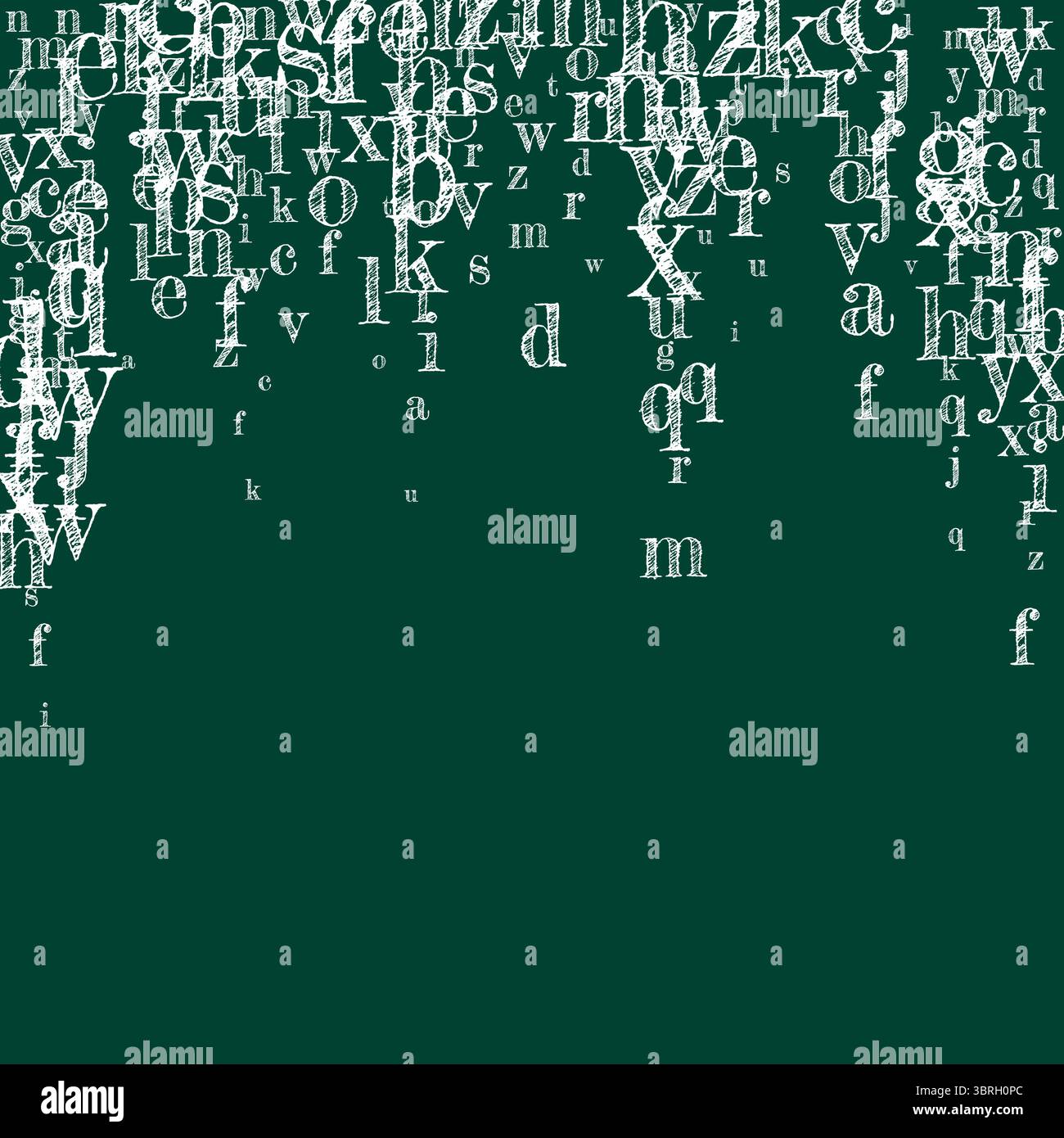Foreign Language Lettering Flying latin letters. White chalk scattered charachters of English ...