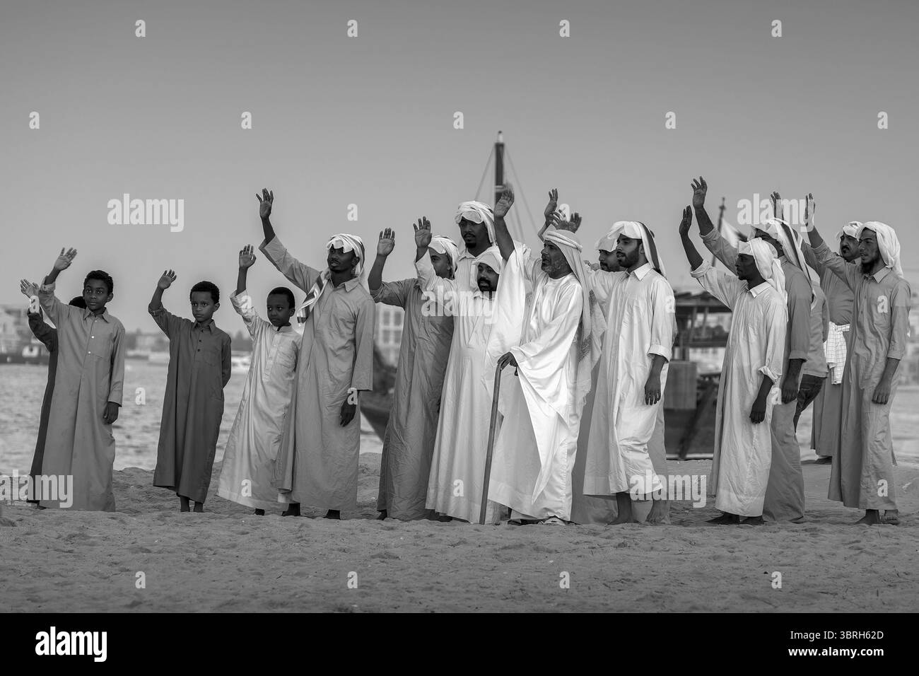 Doha, Qatar - December 14, 2024: Traditional Dhow Boat Festival Katara Beach Qatar Stock Photo