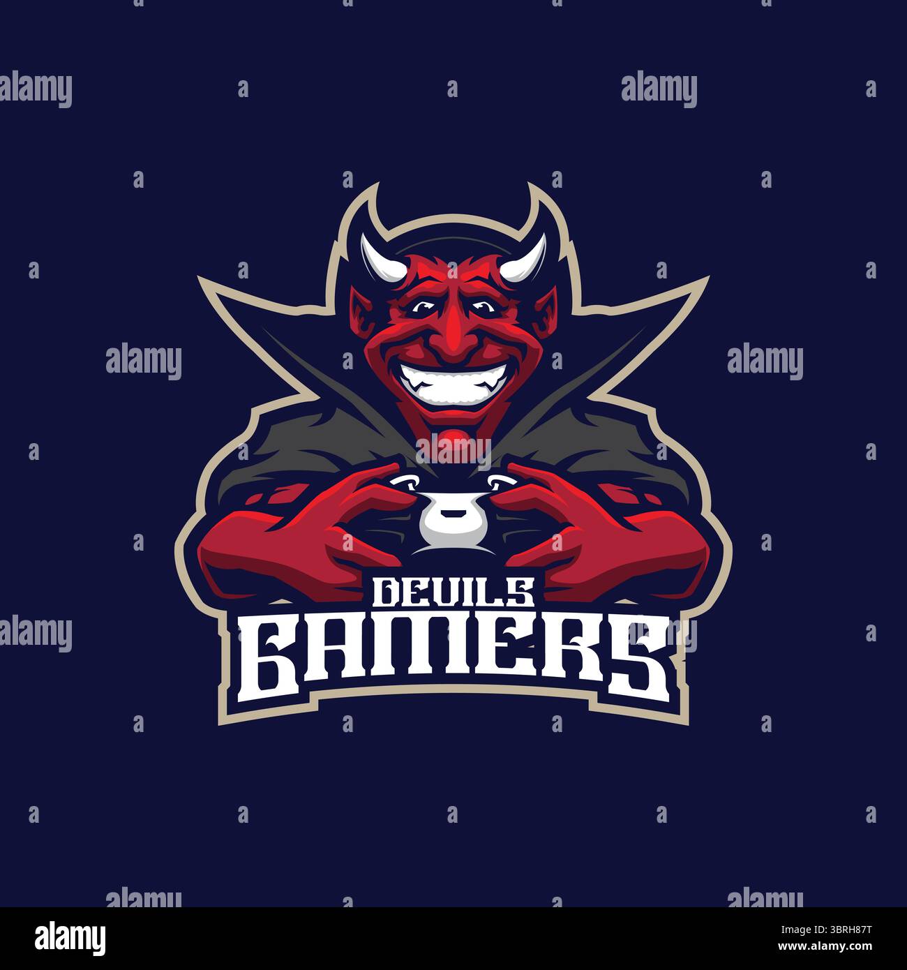 Devil mascot logo design vector with concept style for badge, emblem and t shirt printing. Devil gamer illustration for sport and e sport team. Stock Vector