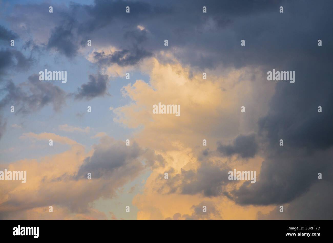 Dramatic beautiful orange and purple clouds sunset sky Stock Photo