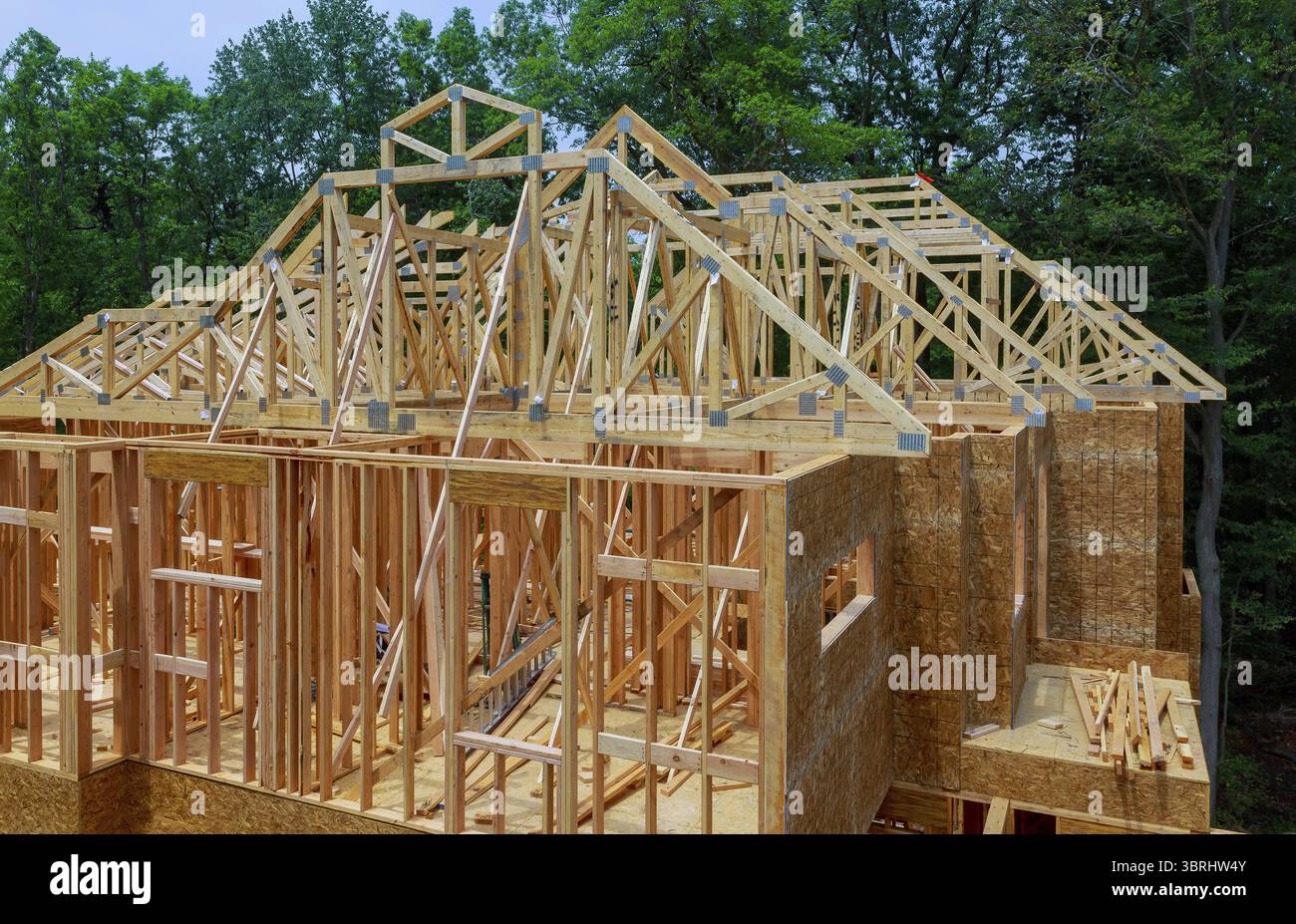 Frame for a progressing house building frame structure on a new ...