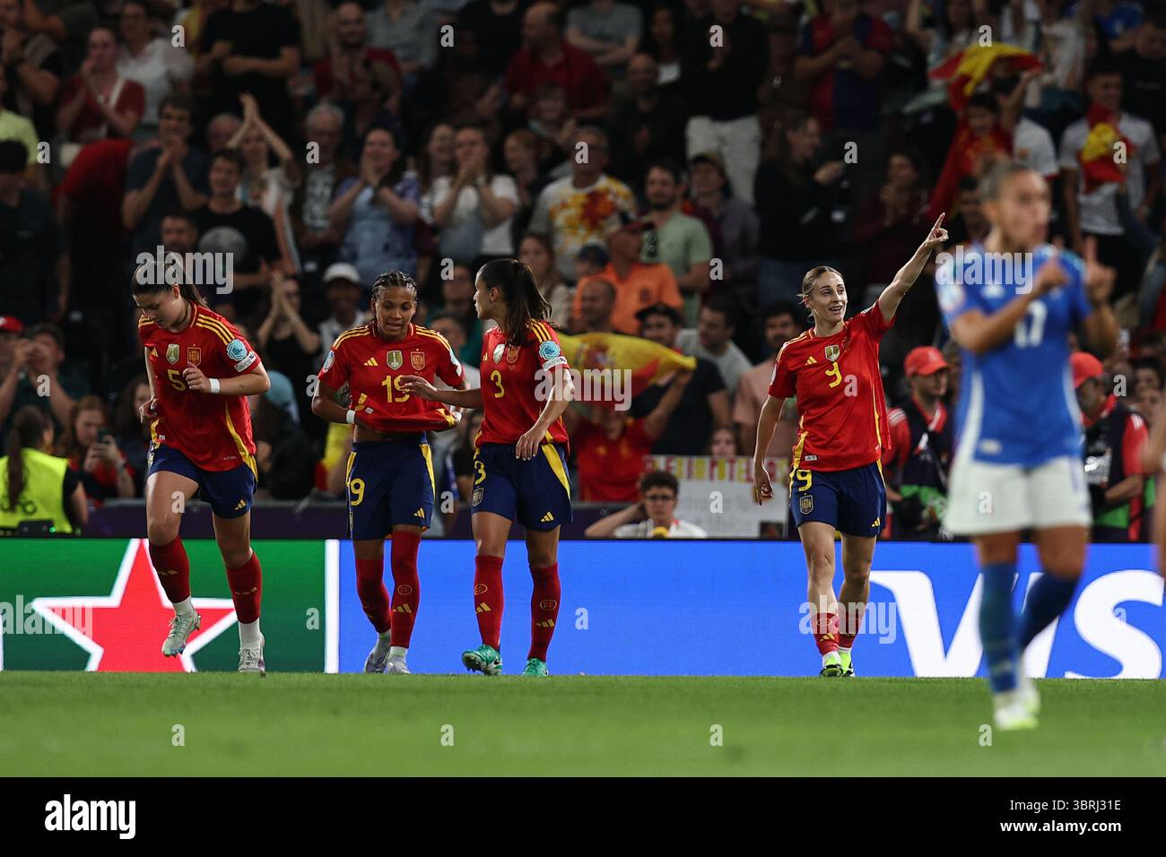 Esther Gonzalez (Spain Women) celebrates after scoring his teams third