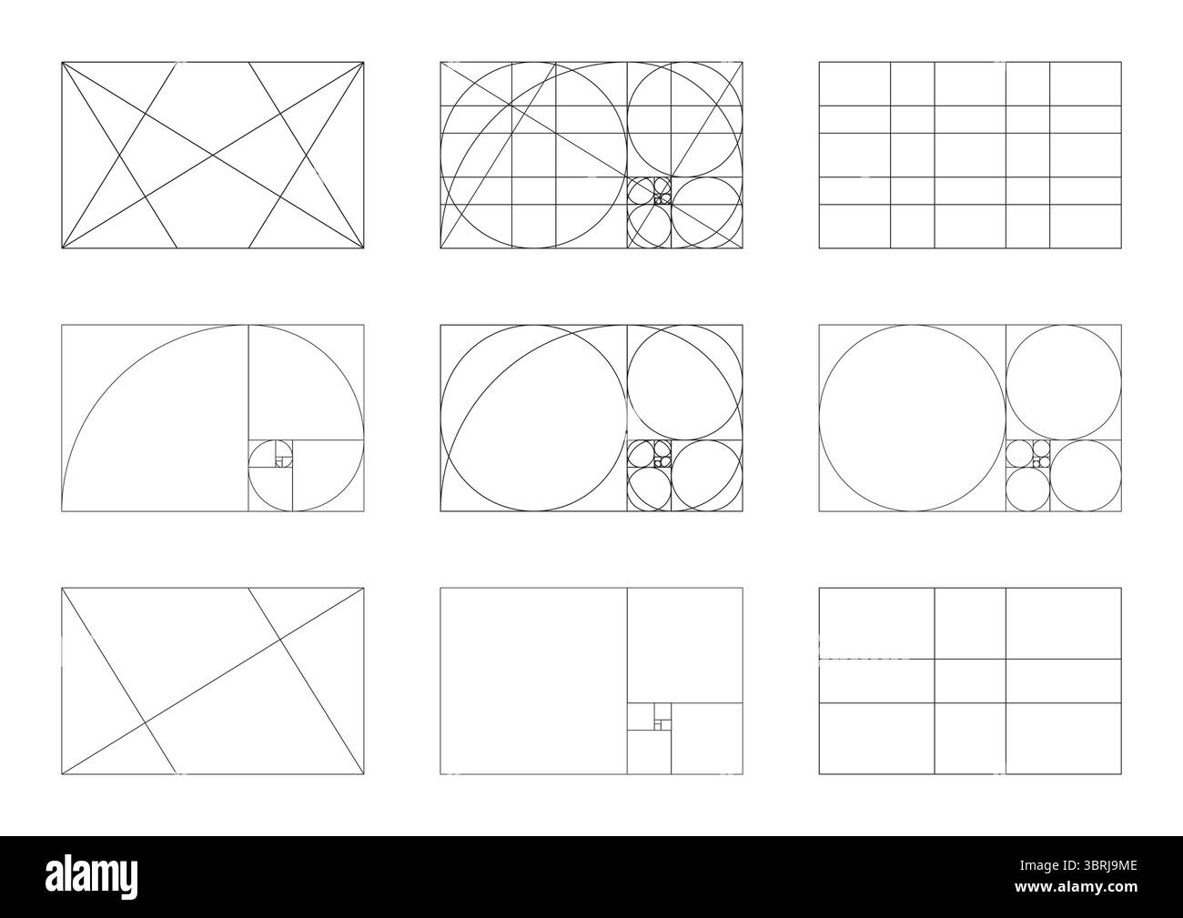 Minimalist set of Golden ratio. Method golden section icon mockup ...