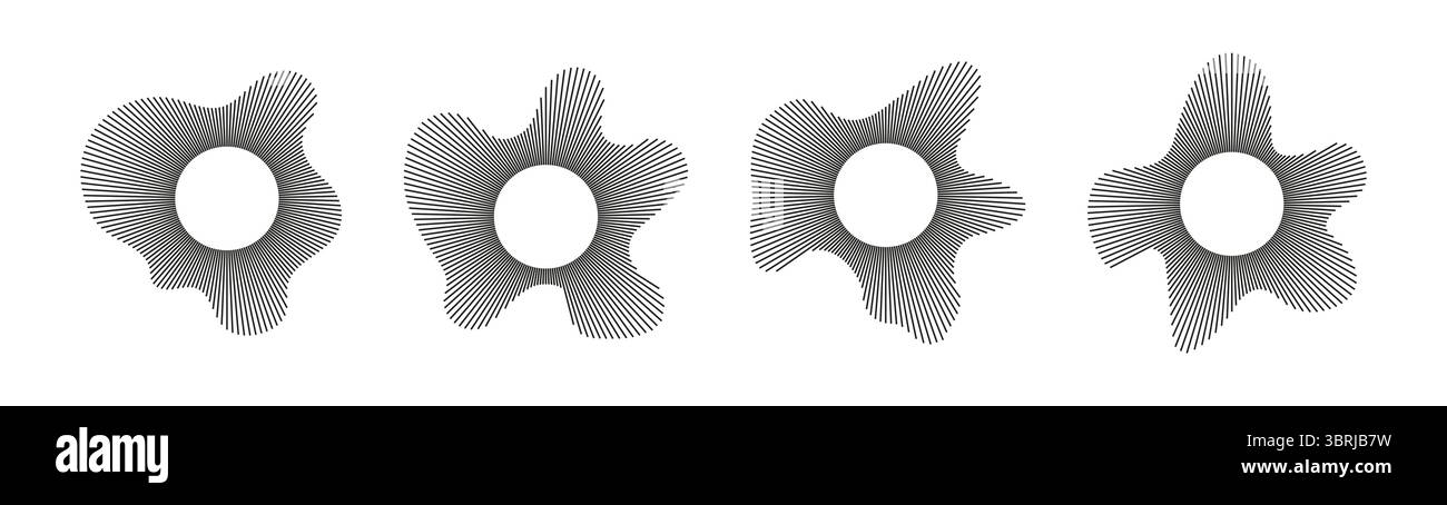 Circular waves. Sound lines. Radial frames. Sound circle ring mockup ...