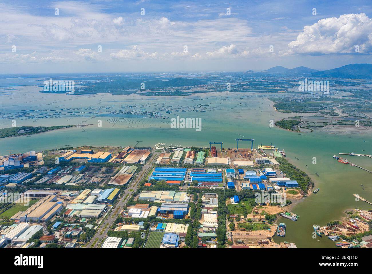 Dong Xuyen Industrial Park - Vung Tau City - at the mouth of Dinh River, overlooking Ganh Rai bay and Long Son island Stock Photo
